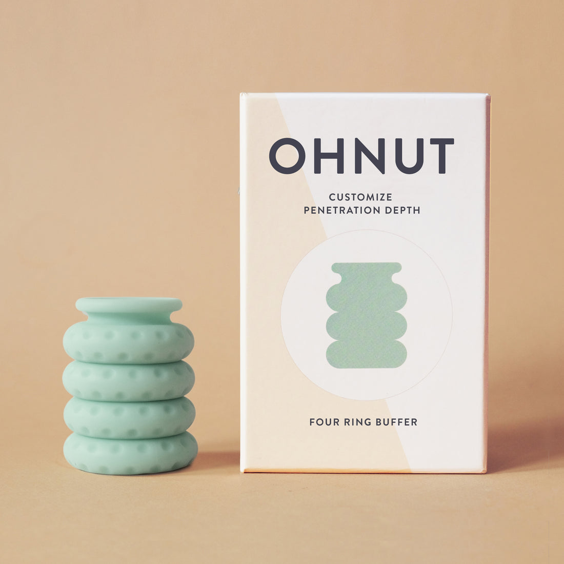 Product shot of the Ohnut device displayed alongside its packaging, showcasing the product and its branding.