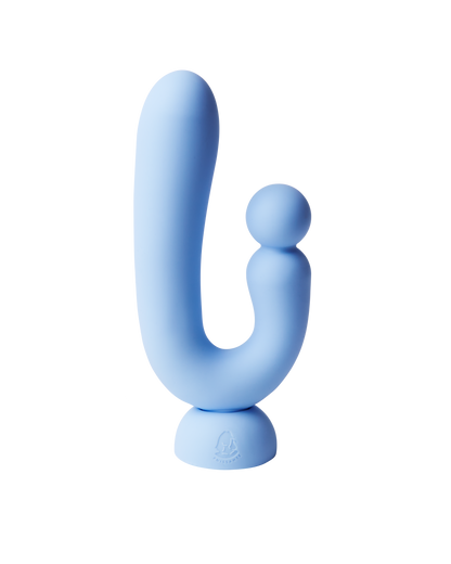 Chouchou features two flexible arms that provide internal vaginal and external clitoral stimulation.