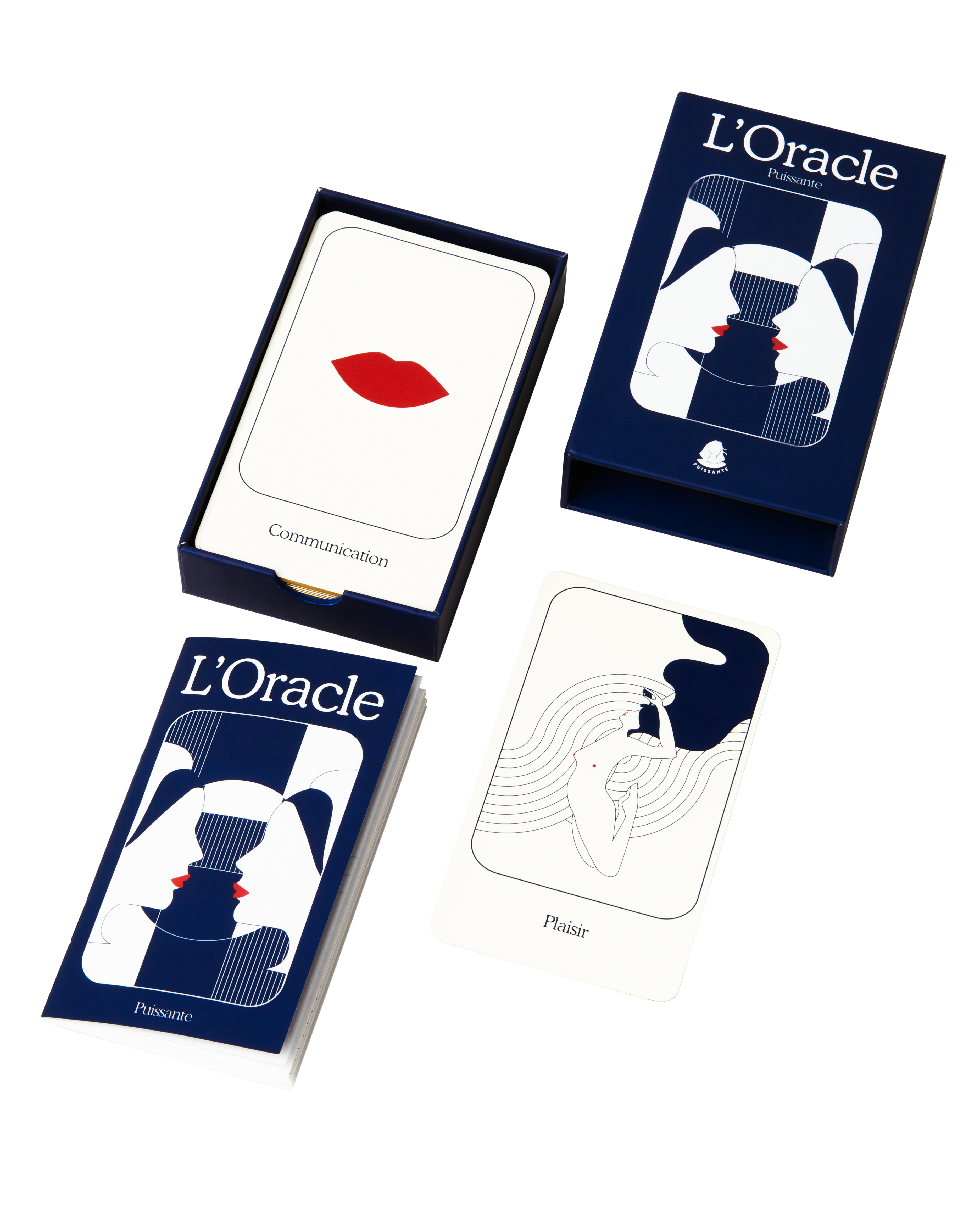 The 32 cards feature modern, minimalist illustrations and come in a convenient, pocket-sized box. The guidebook offers guidance on interpreting the cards across 8 key aspects of life. French only.